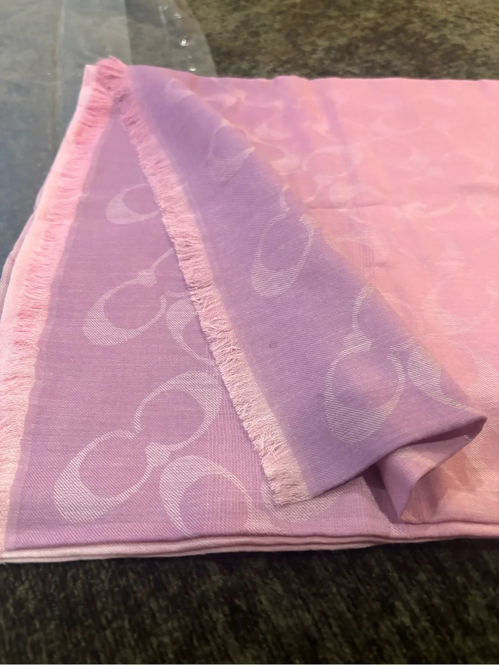 NWT Coach 89795 Lightweight Ombre Violet Orchid Signature C Logo Scarf 48×48